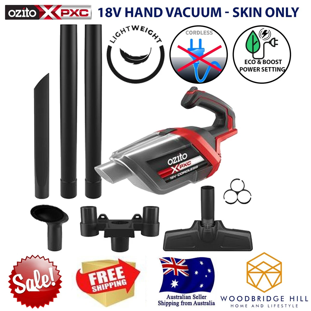 Ozito PXC 18V 2 Speed Compact and Lightweight Hand Stick Vacuum Skin Only