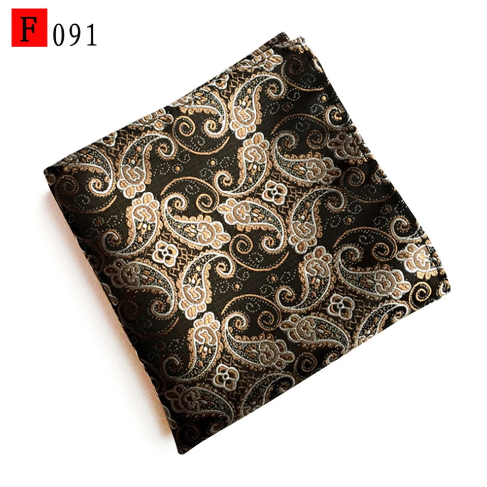 Men’s Business Pocket Square Paisley Polka Dots Print Handkerchief Wedding Party - Image 2 of 4