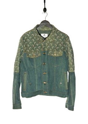 Marine Serre Moon Crescent Blue Regenerated Denim Jacket Marine Serre Moon Crescent Blue Regenerated Denim Jacket