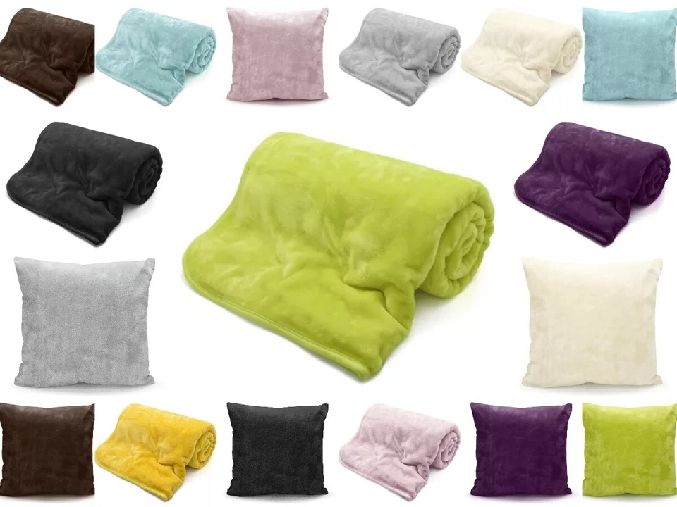 Luxury Faux Fur Mink Throw Blanket With Matching Cushion Cover Soft & Warm - Image 1 of 1