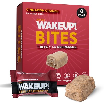 WAKE UP! Cinnamon Crunch Caffeinated Bites 8pk   175mg Energy Snack