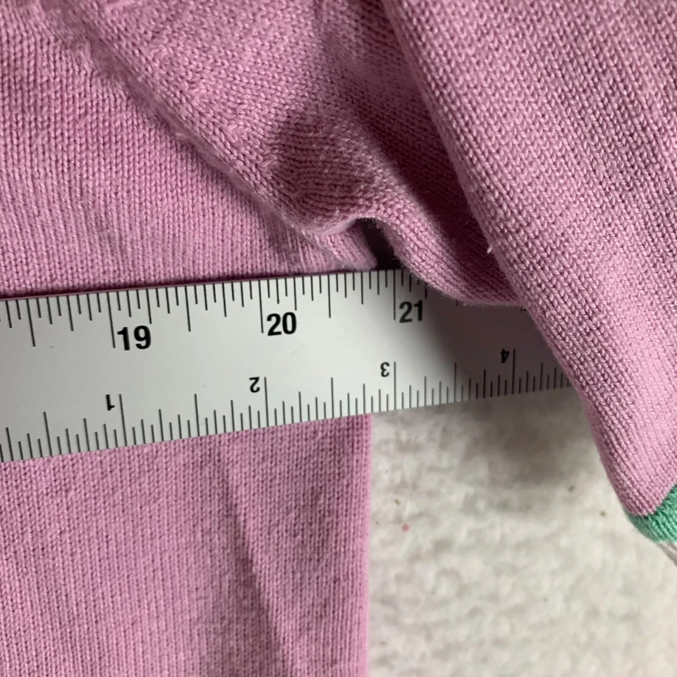 Bob Mackie Wearable Art Womens Pink Floral Short Sleeve Button Up Sweater Size M - Image 4 of 4