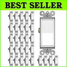 Bulk 30 Pack: 3 Way Decorator Light Switch, 15A Rating, Easy Installation