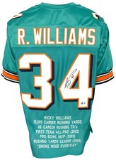 Miami Dolphins Ricky Williams Autographed Pro Style Teal Stat Jersey JSA Auth...