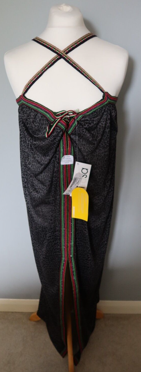 PITUSA GODDESS MAXI DRESS BLACK CHEETAH BEACH DRESS BNWT RRP
