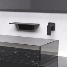 Wall Mount Single Handle Widespread Waterfall Bathroom Sink Faucet
