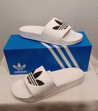 New Adidas Adilette Lite Slides/ Sandals White/Black FU8297 Men's Size 13