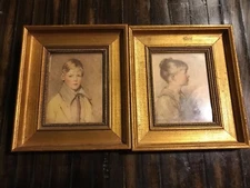 Vintage Portraits C. & A. Richards, Boston, Ma. Maple Frame - Charlotte, Peter