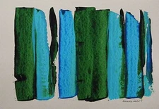 ORIGINAL Abstract Painting JMW art John Williams Expressionism GREEN BLUE