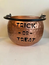 Halloween Large Candle/Candy Pail Bucket , Painted Metal Preowned