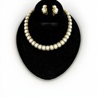 Vintage Signed Kramer White Stone Necklace & Earrings Set Iridescent Rhinestones