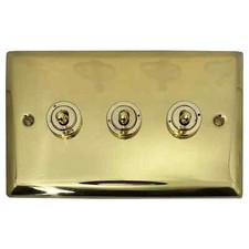G&H SB383-PB Spectrum Plate Polished Brass 3 Gang 2 Way Toggle Light Switch