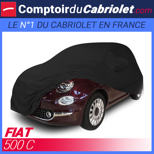 Housse de protection Fiat 500C cabriolet noire Coverlux en Jersey extensible