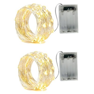 BXROIU 2 x 20LEDs Fairy Lights Battery Operated, Silver Wire 2 Mode Chains Strin