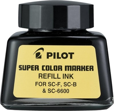 PILOT Super Color Permanent Marker Refill Ink, Black Ink, 1 Ounce Bottle with