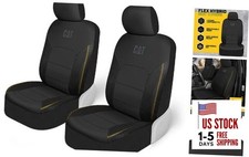 Cat FlexHybrid Car Seat Covers, Black Premium Faux Front Seat Covers Black
