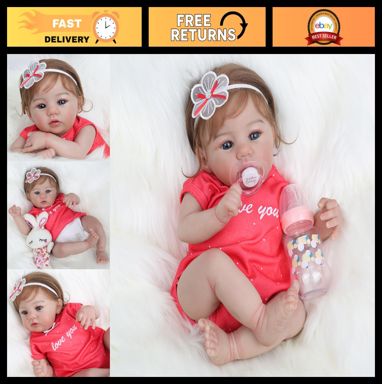 Lifelike 18" Reborn Baby Doll - Soft Weighted Realistic Newb