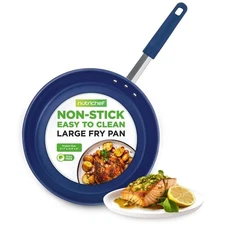 Nutrichef 12'' Large Fry Pan-Non-stick Pan w/ Silicone Handle, Ceramic Coating