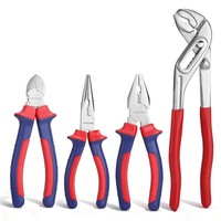 Workpro Zangen Set 4-Teilig, Kombizange, Spitzzange, Seitenschneider 160Mm, Rot