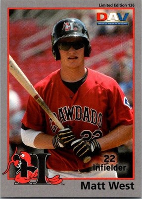 Matt West 2010 DAV Minor / Independent / Summer Leagues #136 Hickory Crawdads
