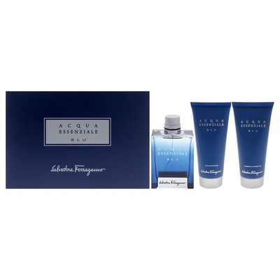 Salvatore Ferragamo Men's Acqua Essenziale Blu 3pcs EDT Gift Set Fragrances