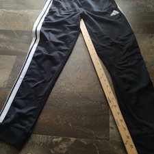 Adidas Track Pants Kids Size M 10/12 Black Excellent 3-Stripe Joggers
