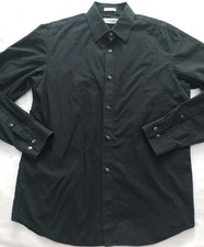 EUC MEN'S CALVIN KLEIN BLACK STRETCH LONG SLEEVE COLLAR BUTTON-UP DRESS SHIRT S