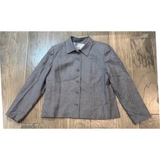 Pendleton 100 Virgin Wool Gray Career Blazer Jacket Women's Size 14 Made USA