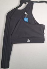 adidas Originals '80's Aerobic' Cut Out One Shoulder Crop Top Carbon UK 10 New