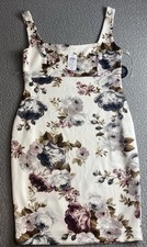 Windsor Women’s Plus 1X Ivory Floral Square Neck Strappy Bodycon Knee Dress