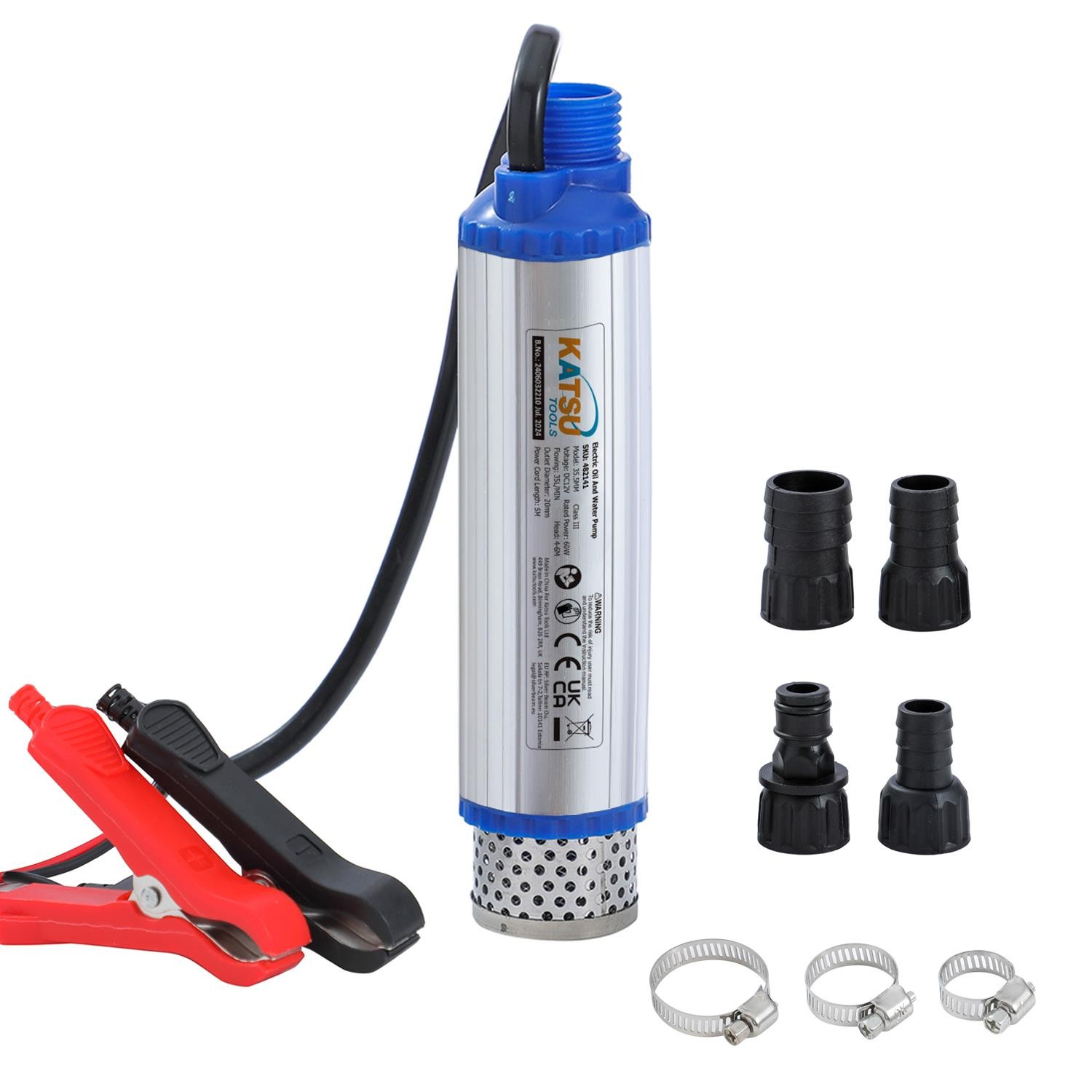 KATSU Tools 12V 60W Diesel Fuel Oil Transfer Pump, Submersible Water Pump