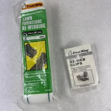 Frost King Lawn Chair Webbing 39" White w/ Green Stripes + 10 Re-Web Clips