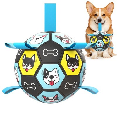 Dog Toy Soccer Ball with Straps, Herding Ball for Dogs, Outdoor Interactive D...