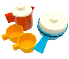 Vintage 1978 Fisher Price Kitchen Set Frying Pan Juice Pitcher Teacup Cup Parts