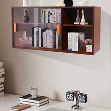 Small Kitchen Cupboard Food Pantry Cabinet Wall Sideboard with Glass Doors