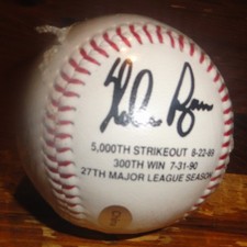 Nolan Ryan 5000th Strikeout facsimile Autographed Ball 300th Win 27 Seasons 1990