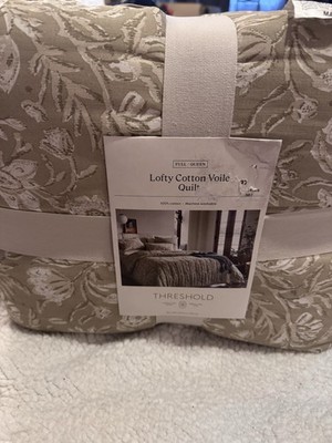 Threshold Floral Print Cotton Voile Lofty Quilt Green Full/Queen 100% Cotton New