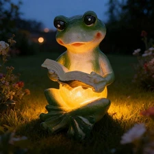 Solar Powered Frog Rabbit Garden Light Statue Outdoor Lawn Yard Decor Waterproof
