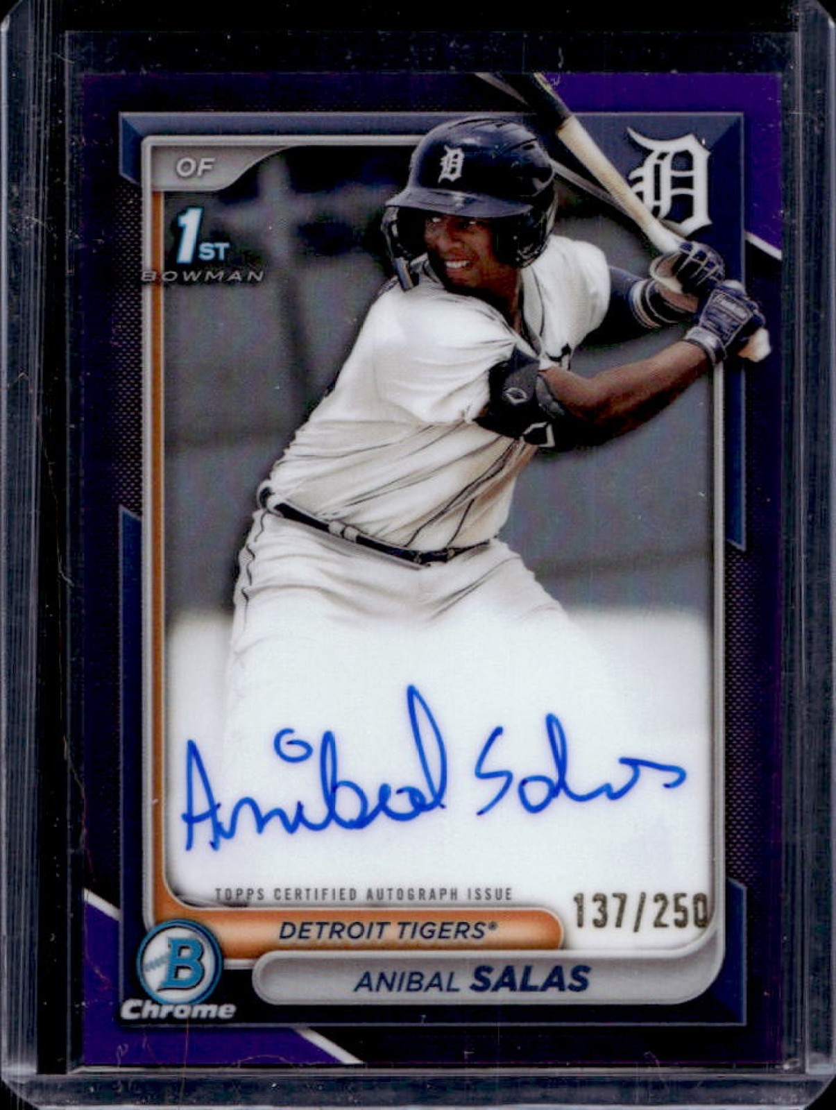 2024 Bowman Chrome Anibal Salas Auto Purple Refractor 1st #/250 Tigers