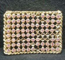 XC19175 VERY COOL VINTAGE 1970s  PINK RHINESTONES  UNISEX FASHION BELT BUCKLE
