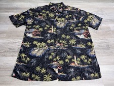 Vintage 80s 90s Hawaiian Shirt Tropical Island Beachy All Over Print Mens Size L