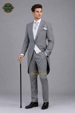 Men s Light Grey Regency Tailcoat Suit Victorian Formal Morning Coat
