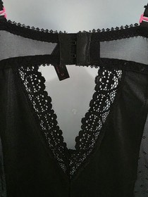 Women's Black Fuchsia Sexy Lingerie Corset Lace-up Sequins Black/Pink Size M 