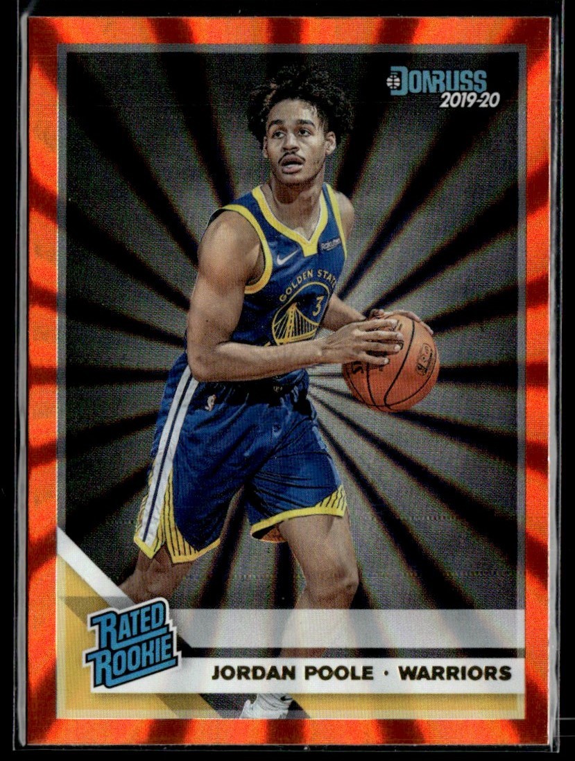 Jordan Poole 2019-20 Panini Donruss Orange Laser RC B #226 Golden State Warriors