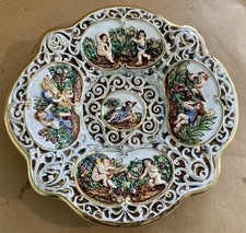 Vintage Italian Capodimonte Cherub Encrusted Porcelain Plate