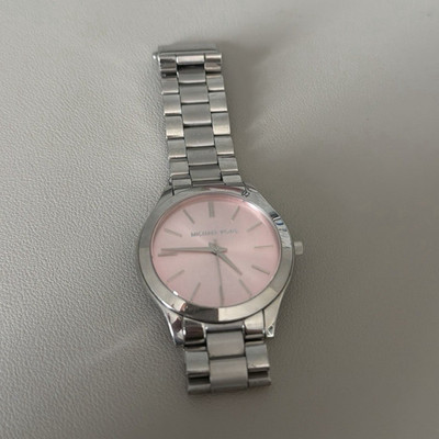 Michael Kors Slim Runway Damen Quarz Armbanduhr Edelstahl Silber/Rosa Analog