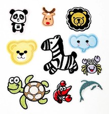 Animal Patch Lot Iron on Patches Sea Turtle Zebra Crab Dolphin Lion
