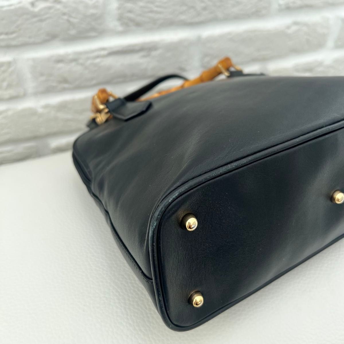 Rare GUCCI Bamboo Mini Shoulder Bag Handbag 2way Black image 10