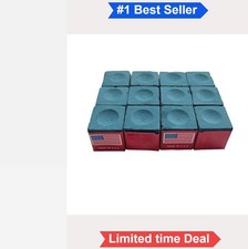 Billiard Cue Chalk 12 Cubes Professional Grade Blue Box Storage Set for Cue