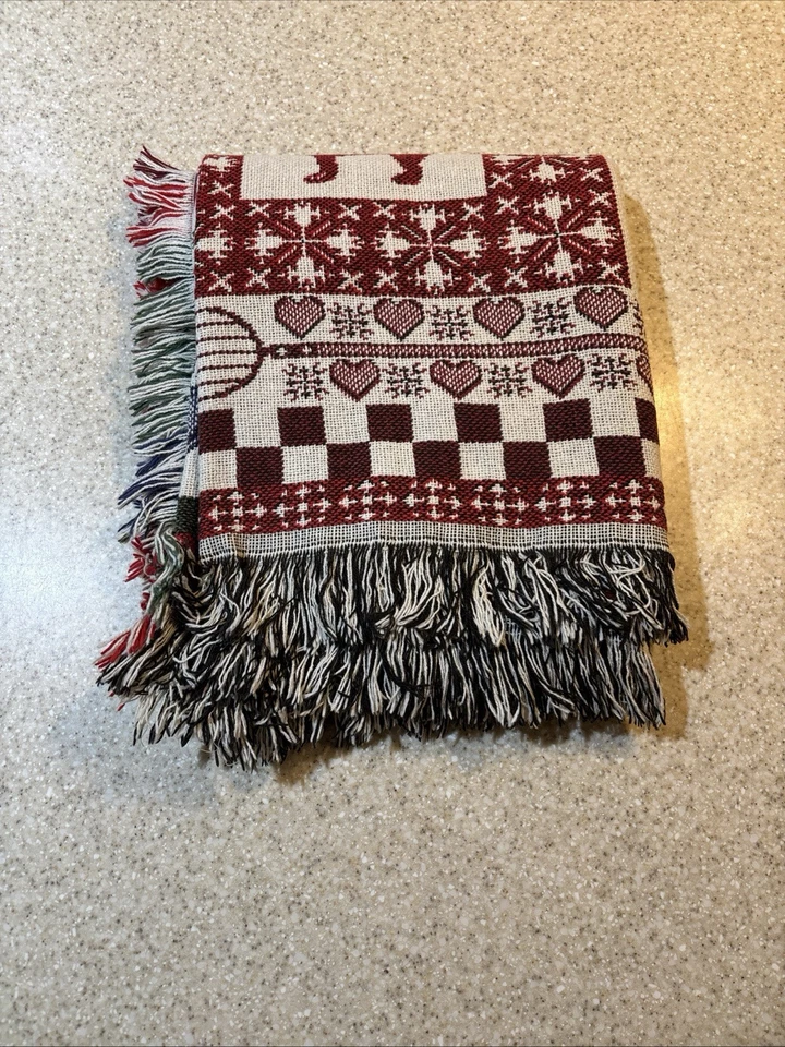 Home Sweet Home Old Fashioned Throw Blanket Afghan 44x57 Tapestry Antiques - Image 2 of 4